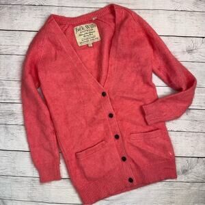 Jack Wills Knitwear Women's Angora Blend V-Neck Cardigan Sweater  Coral Size 2